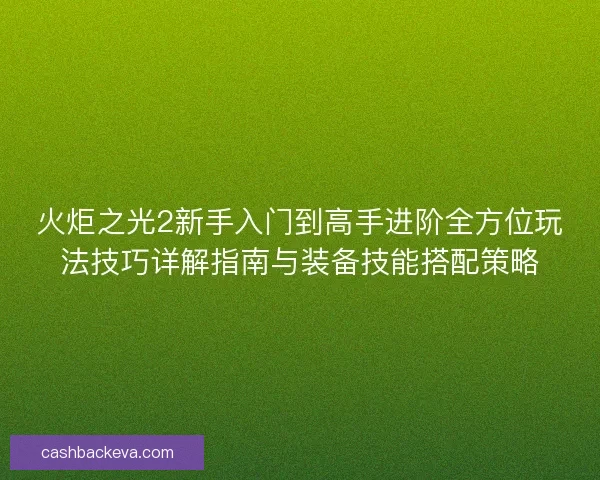 火炬之光2新手入门到高手进阶全方位玩法技巧详解指南与装备技能搭配策略