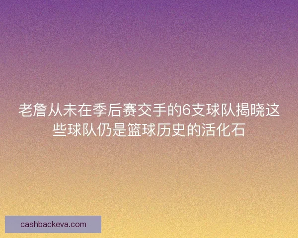 老詹从未在季后赛交手的6支球队揭晓这些球队仍是篮球历史的活化石