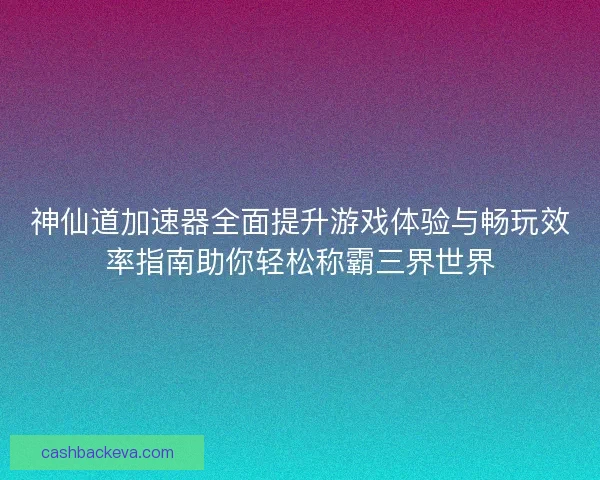 神仙道加速器全面提升游戏体验与畅玩效率指南助你轻松称霸三界世界